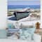Designart - Blue Boat on Beach - Nautical & Coastal Canvas Artwork